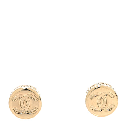 Chanel Metal Round CC Earrings Gold 1 of 5