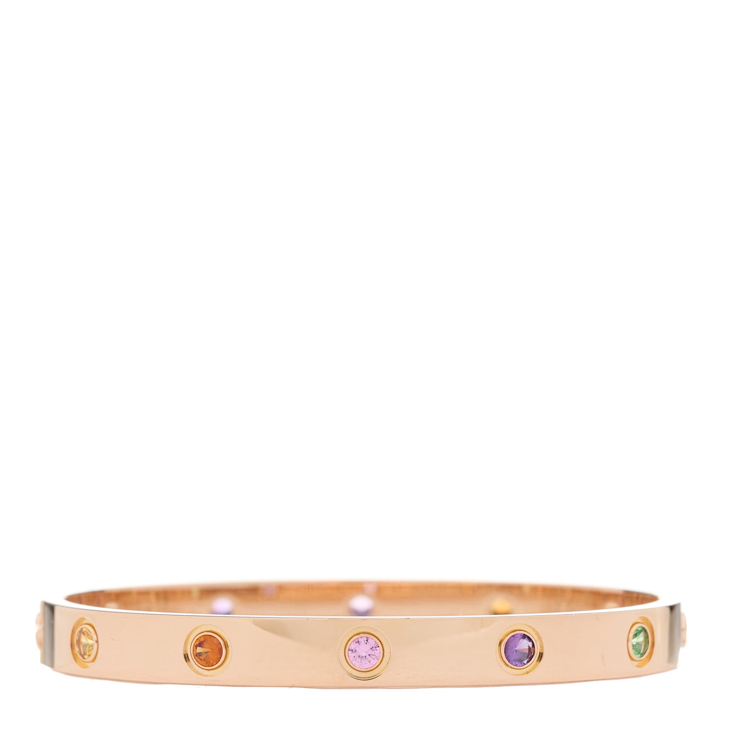 18K Pink Gold Sapphire Garnet Amethyst LOVE Bracelet 16