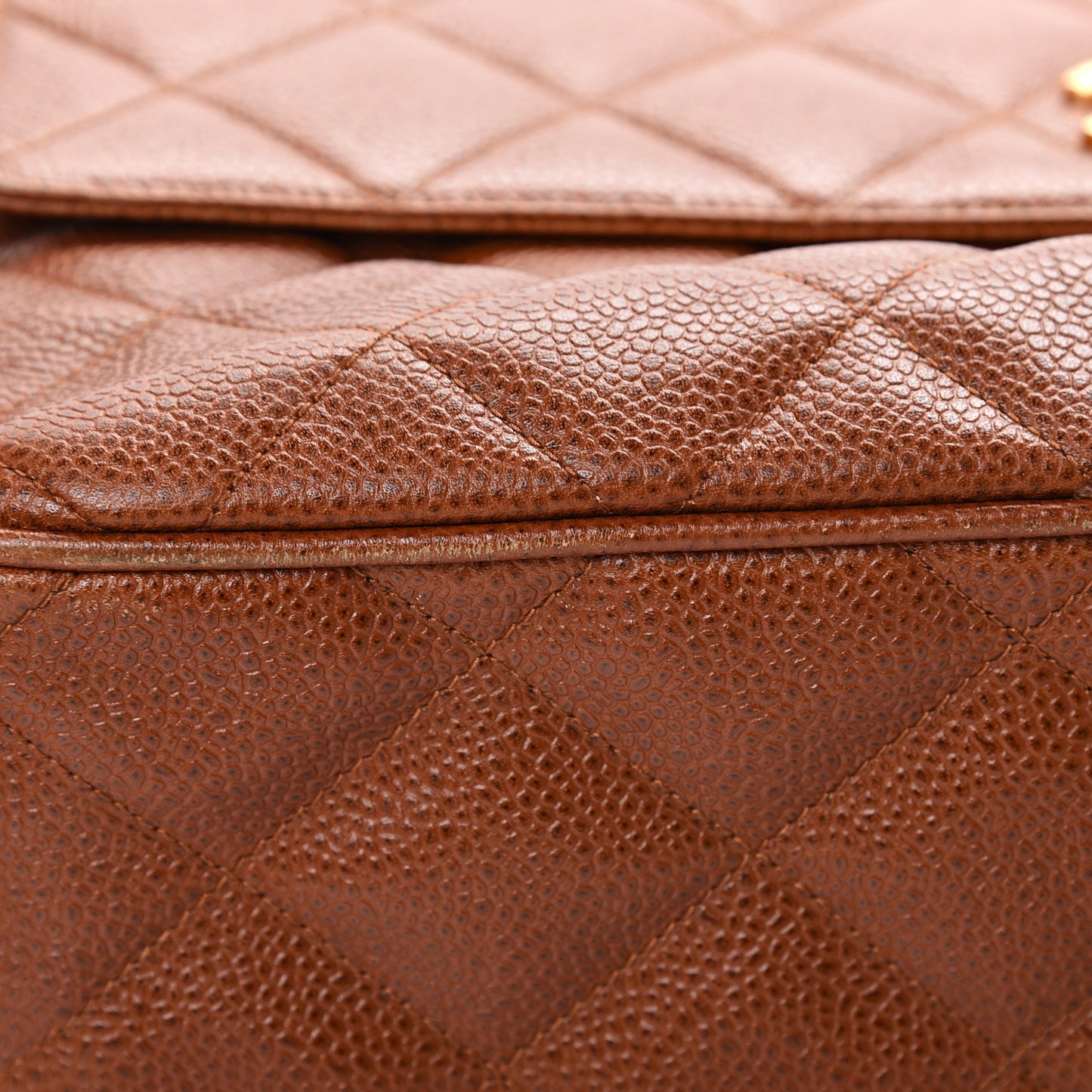Caviar Quilted Flap Camera Case Brown