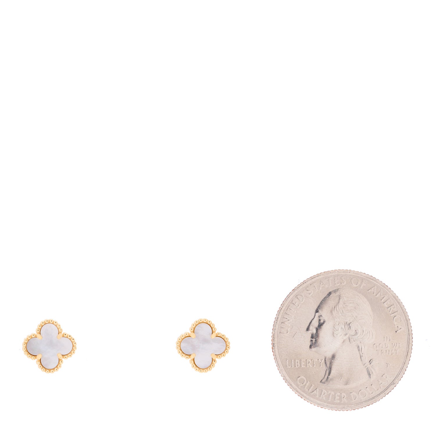 Van Cleef & Arpels 18K Yellow Gold Mother of Pearl Sweet Alhambra Earrings 2 of 5