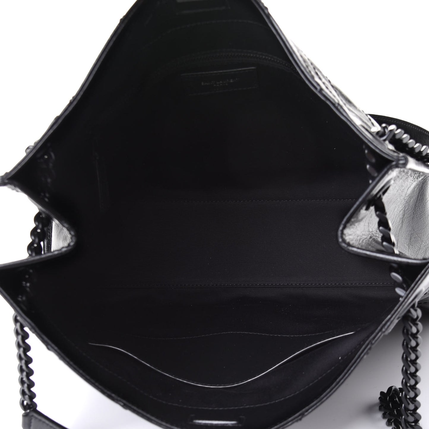 Crinkled Calfskin Matelasse Monogram Large Niki Shopper Tote Black