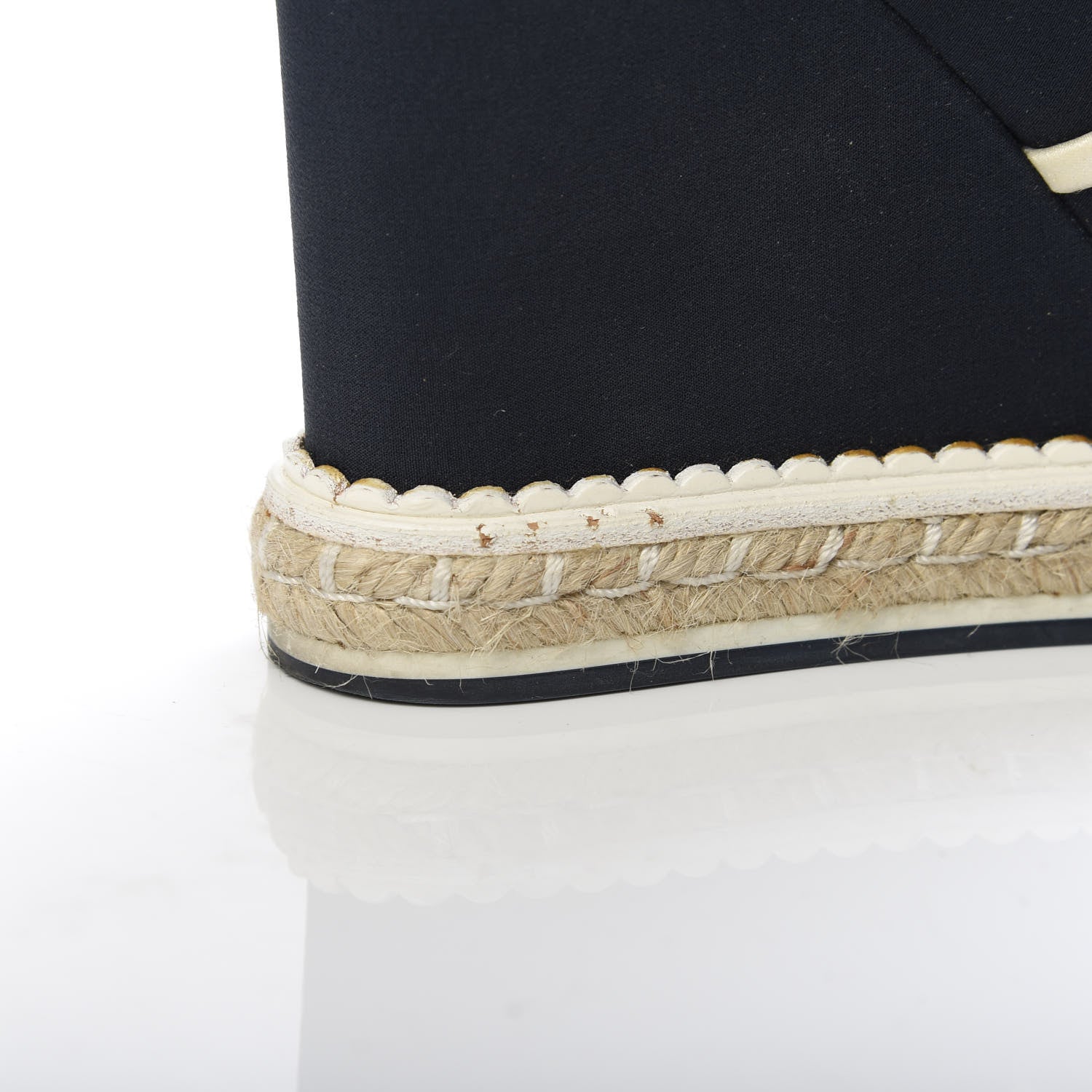 Chanel Raffia Lace Up Wedge Espadrilles 36 Grey Navy 12 of 12