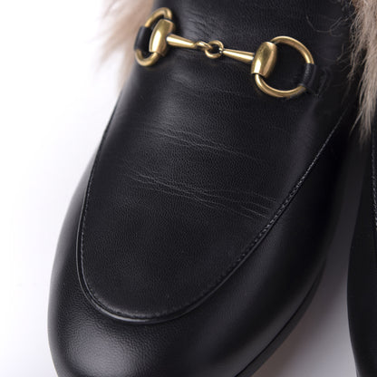 Gucci Malaga Kid Fur Womens Jordaan Loafers 36.5 Black Natural 9 of 11