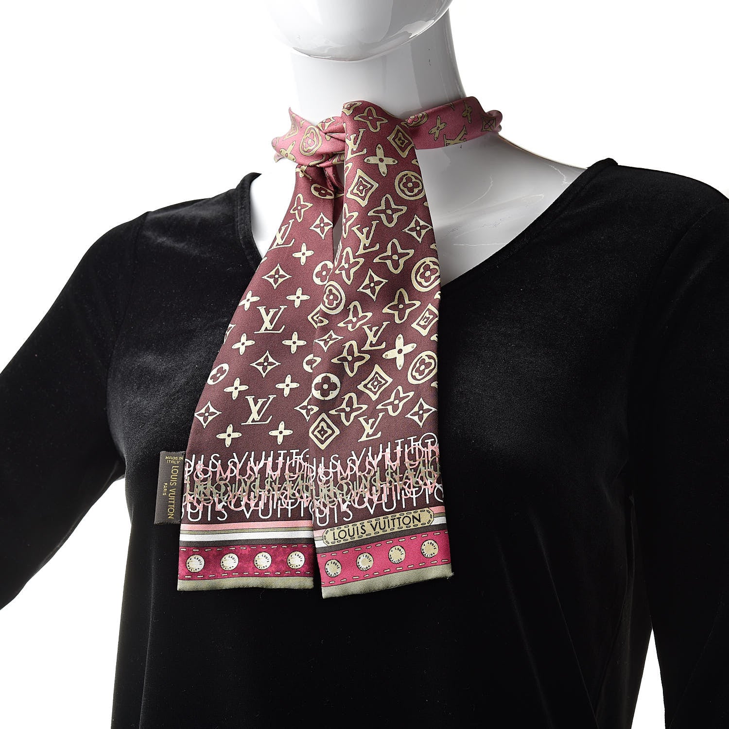Louis Vuitton Silk Monogram Map Bandeau Plum Orient 2 of 5