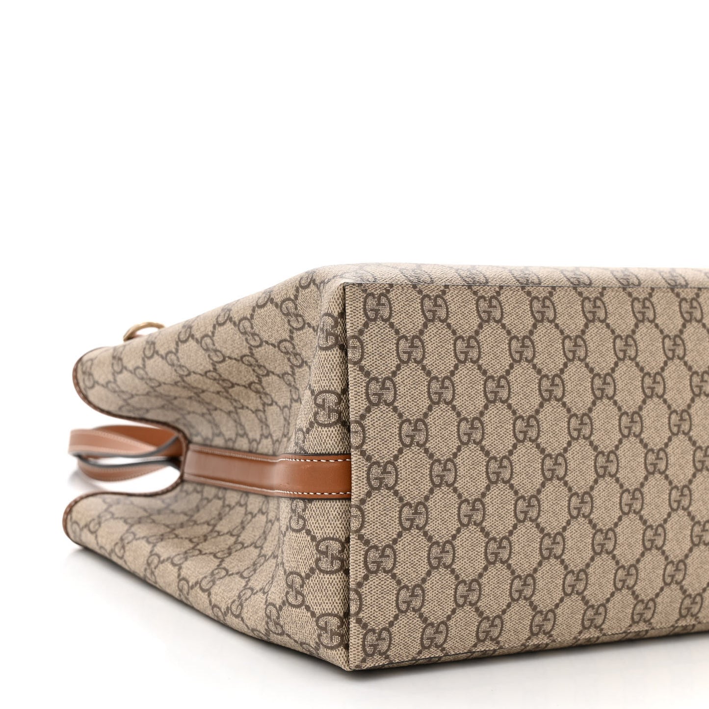 GG Supreme Monogram Emblem Large Tote Bag Beige Dark Brown