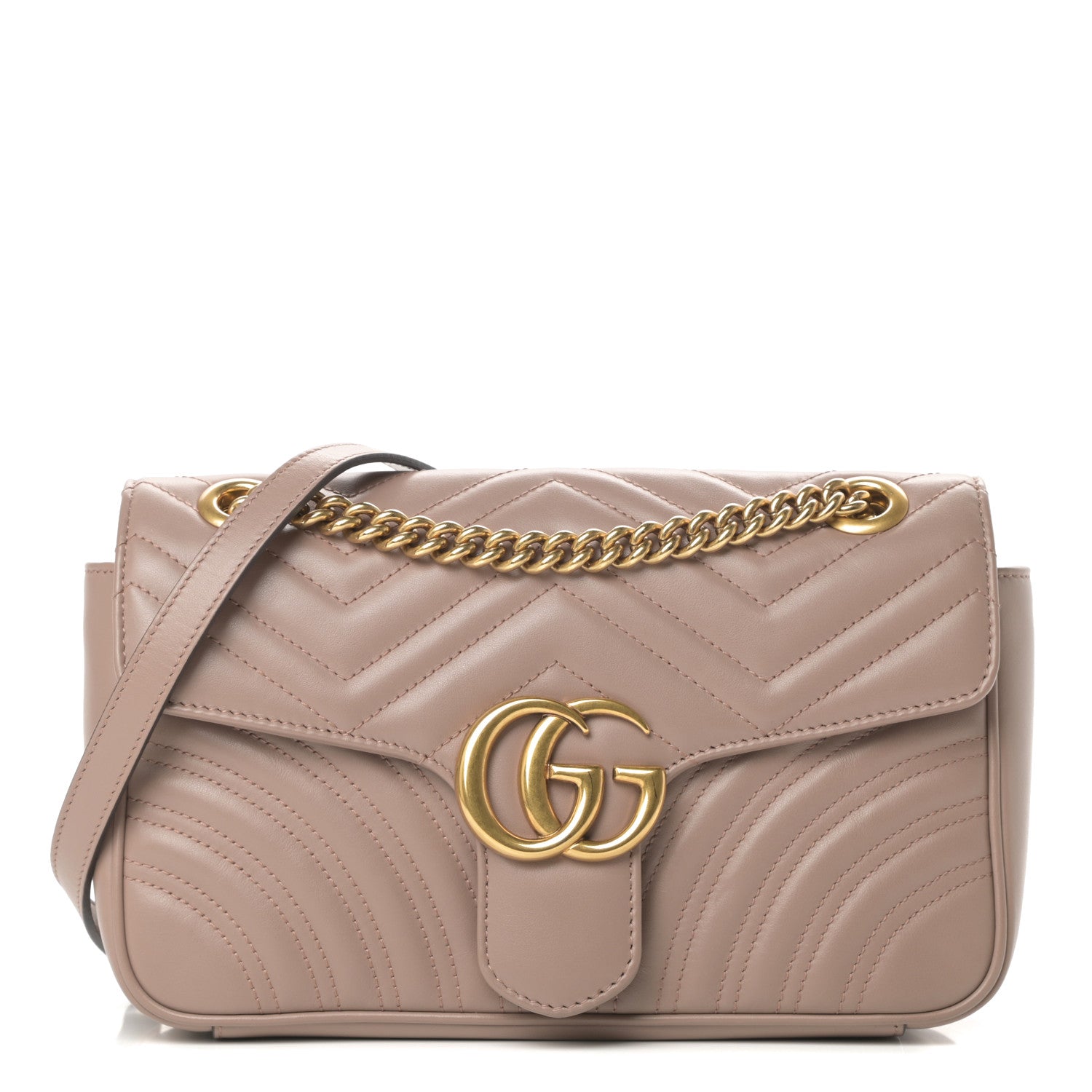 Gucci Calfskin Matelasse Small GG Marmont Shoulder Bag Porcelain Rose 1 of 11