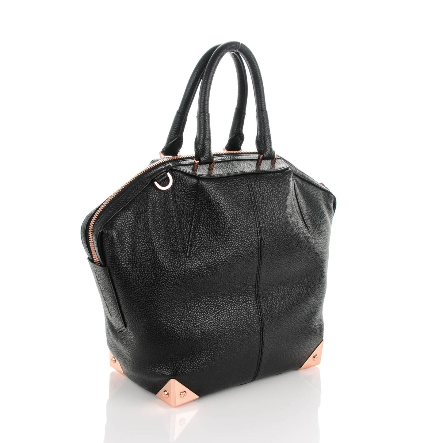 Pebbled Calfskin Small Emile Black Rose Gold Hardware