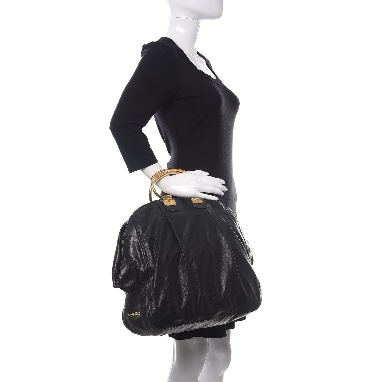 Miu Miu Vitello Vintage Tote Black 2 of 10