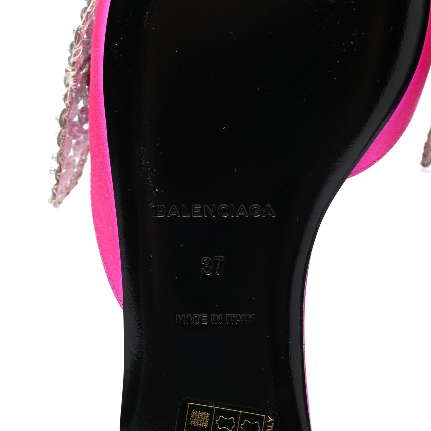 Satin Sequin Embellished Slash Slippers 37 Fuchsia