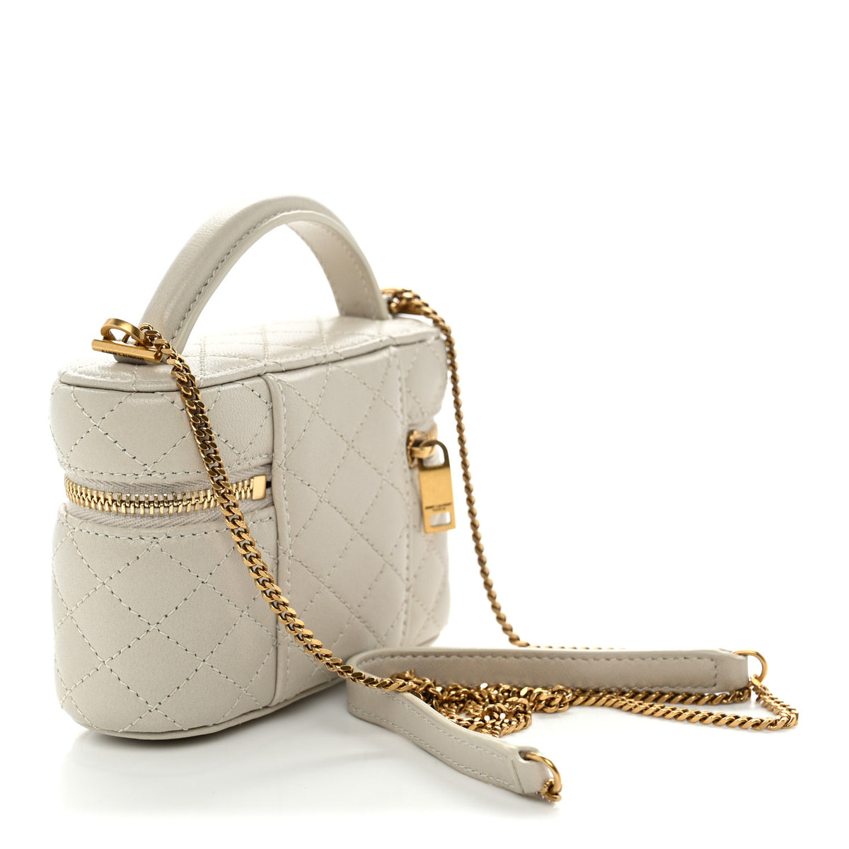 Saint Laurent Lambskin Quilted Micro Gaby Vanity Case Crema Soft 4 of 21
