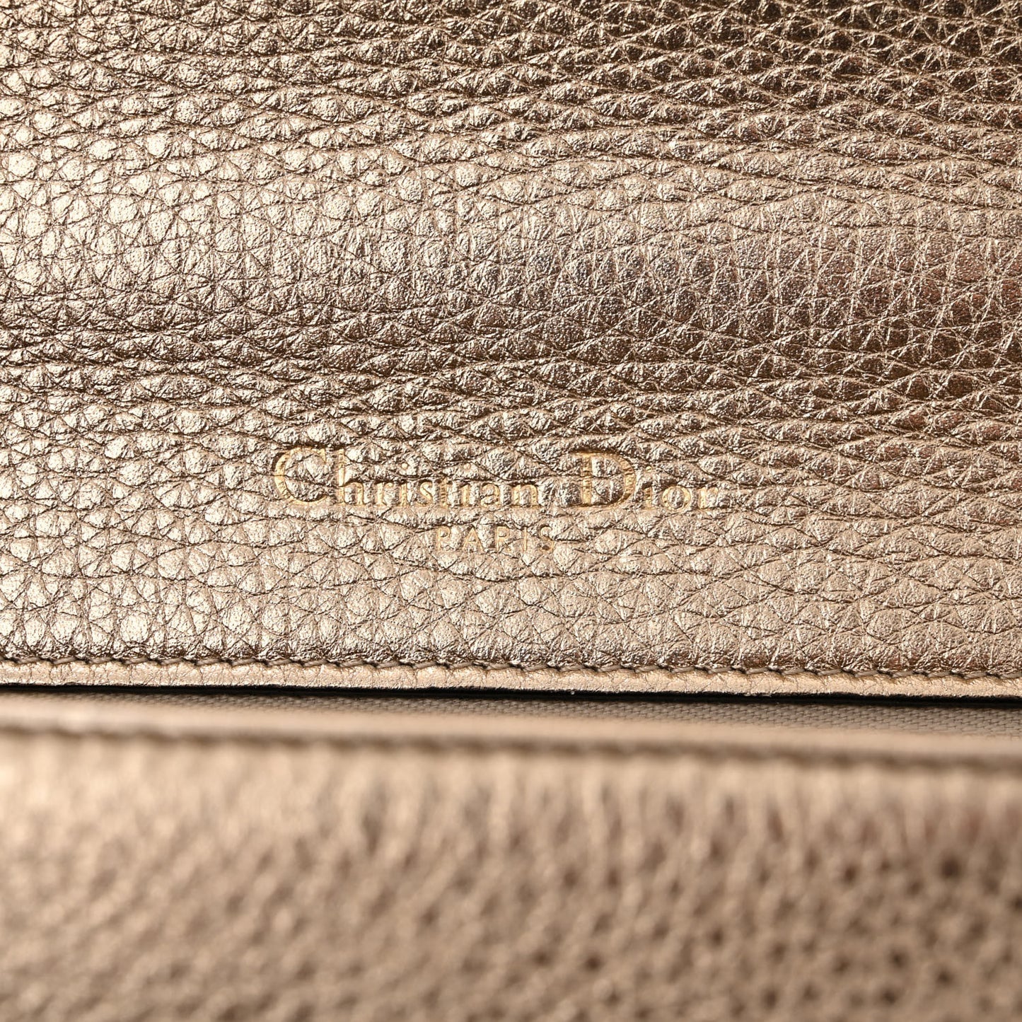 Metallic Grained Calfskin Small Diorama Flap Bag Gold
