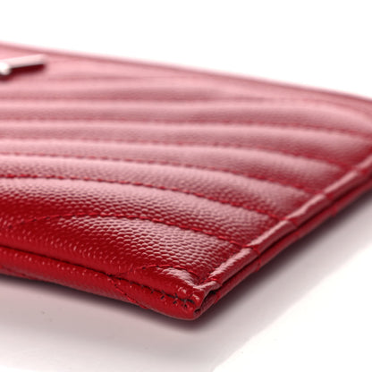 Saint Laurent Grain De Poudre Chevron Monogram Bill Pouch Rouge Eros 10 of 11