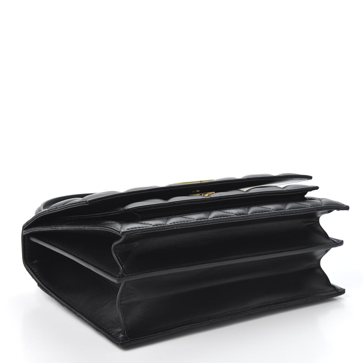 Nappa Calfskin Quilted Medium Sharp Top Handle Bag Black