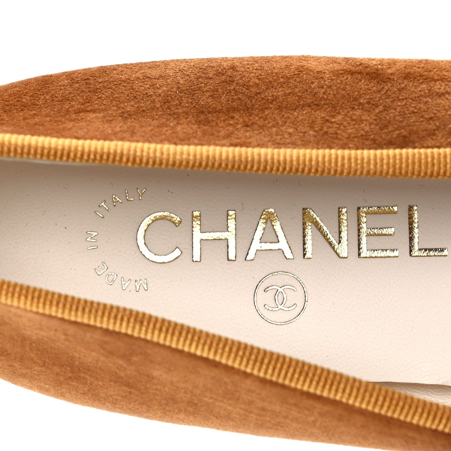Chanel Velvet Cap Toe CC Ballerina Flats 39.5 Brown Light Brown 9 of 11