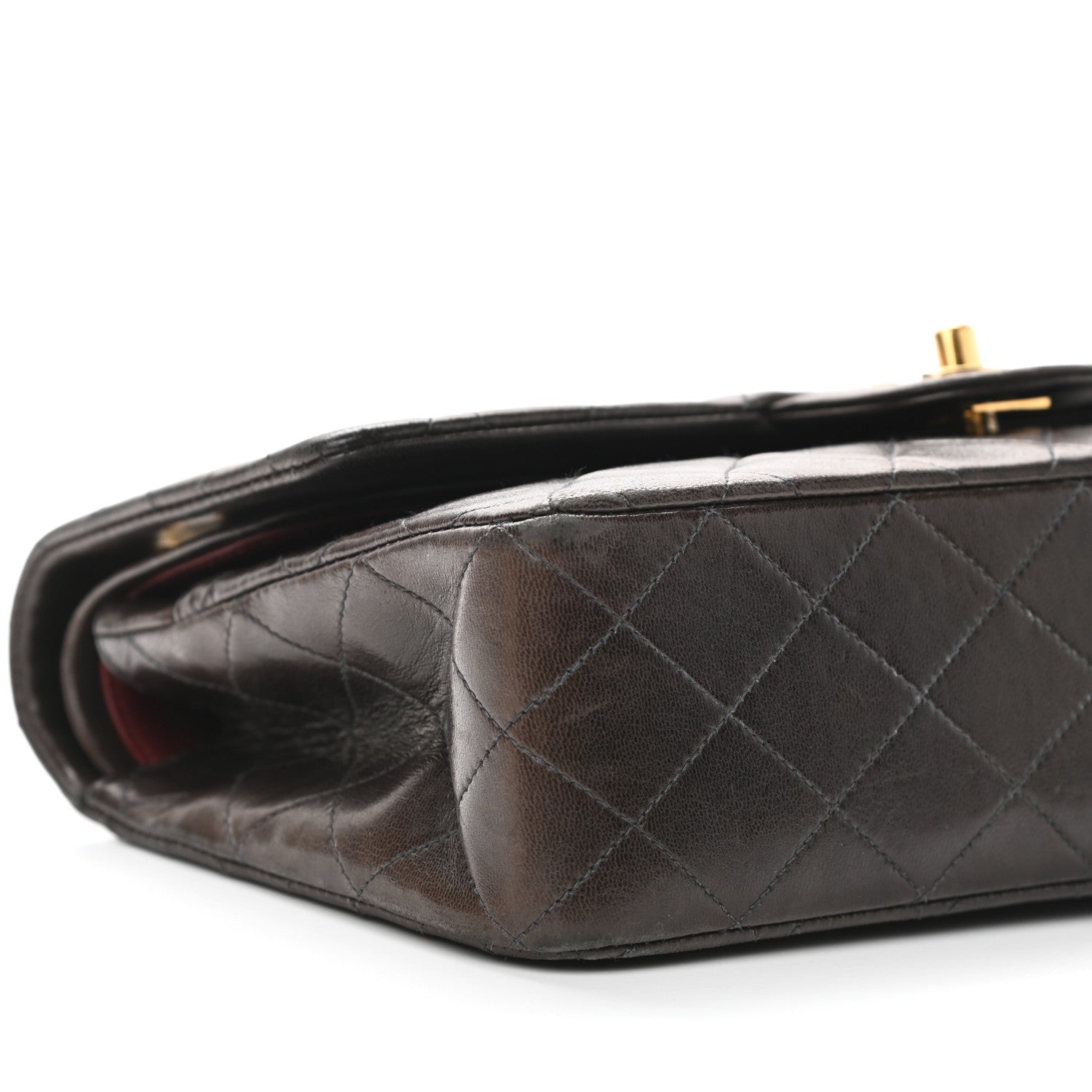 Chanel Lambskin Quilted Medium Double Flap Dark Brown 13 of 14