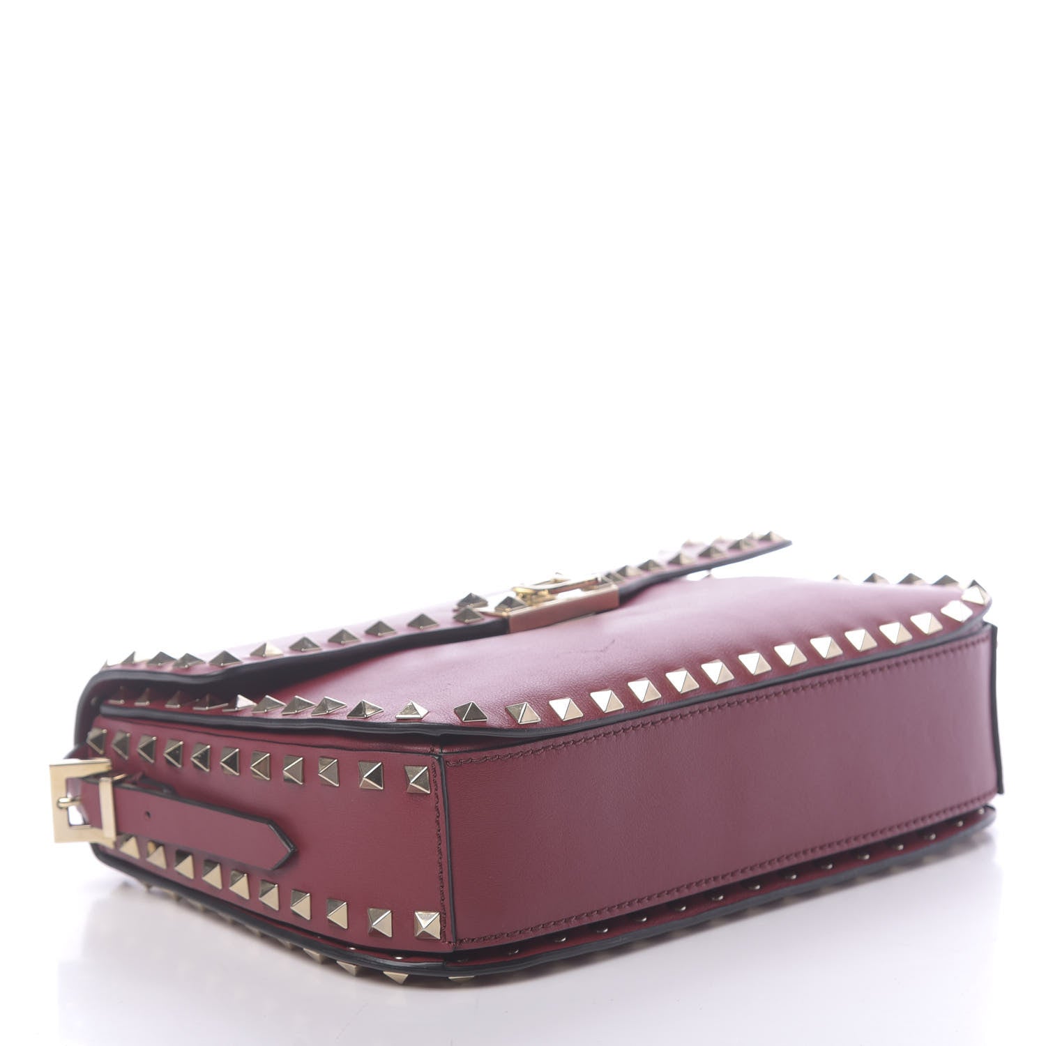 Valentino Garavani Vitello Medium Rockstud Flap Saddle Bag Scarlet 4 of 9