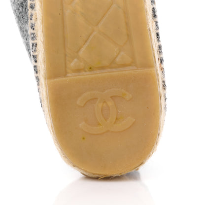 Chanel Tweed Velvet CC Espadrilles 39 Grey Black 7 of 11
