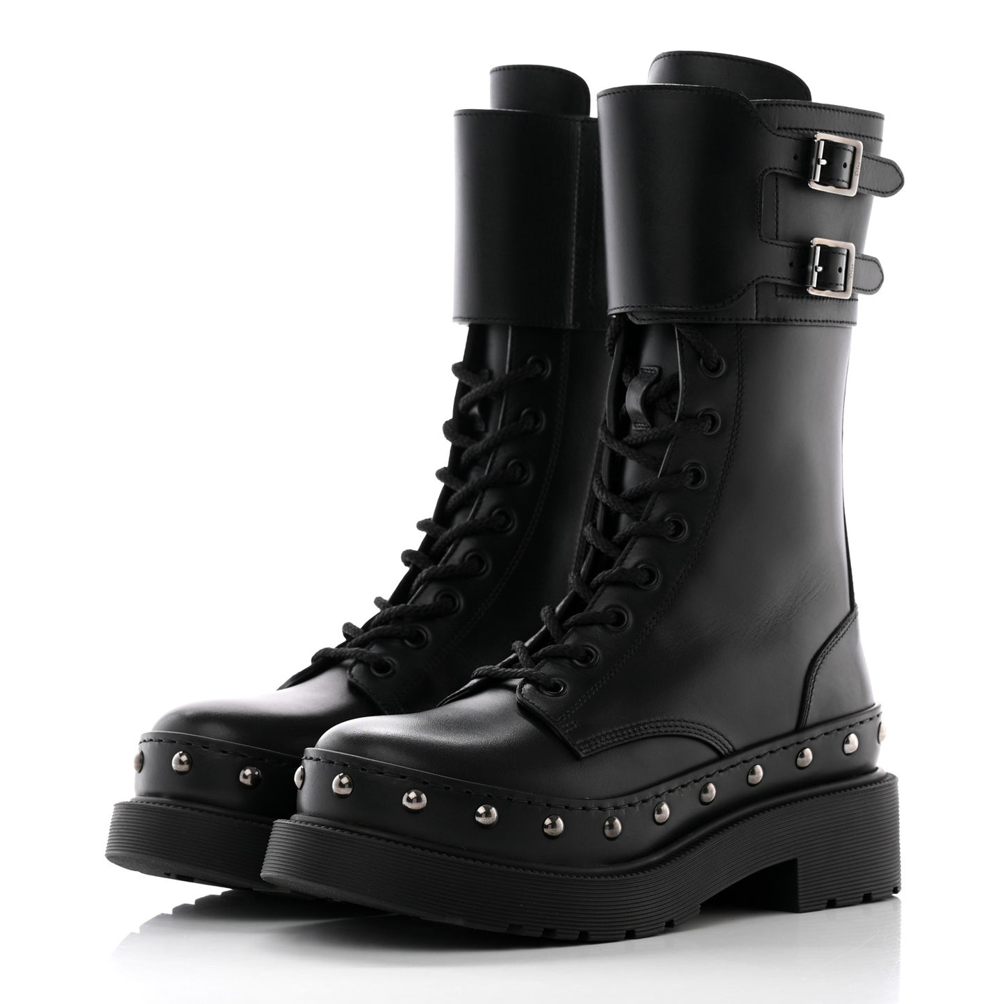 Calfskin Diorquake 25mm Combat Boots 36 Black