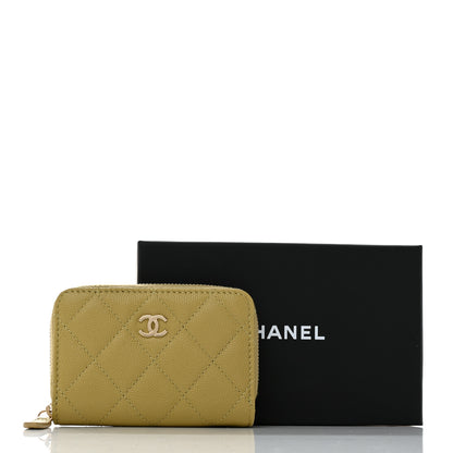 Chanel Caviar Quilted Zip Around Coin Purse Wallet Light Green 8 of 8