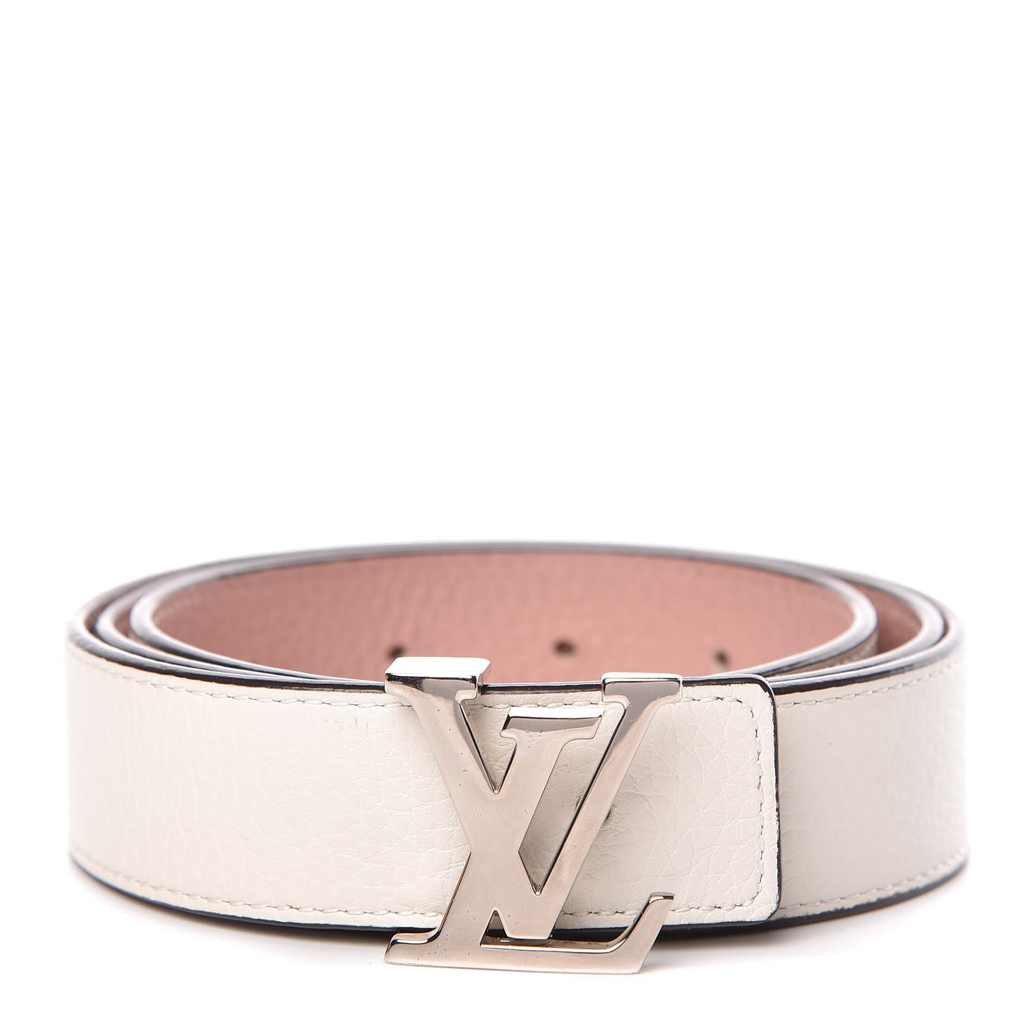 Taurillon Calfskin LV Initiales Reversible Belt 85 34 Ivory