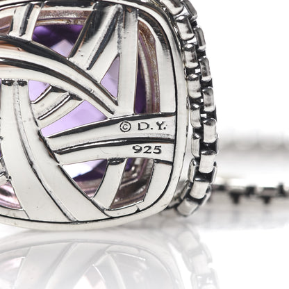 David Yurman Sterling Silver Diamond Amethyst 17mm Albion Pendant Necklace 5 of 5