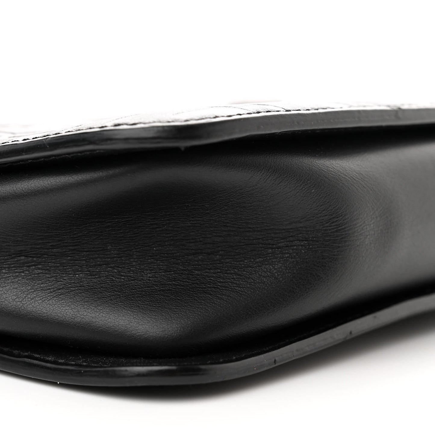 Vitello Century Grace FF Embossed Shoulder Clutch Black