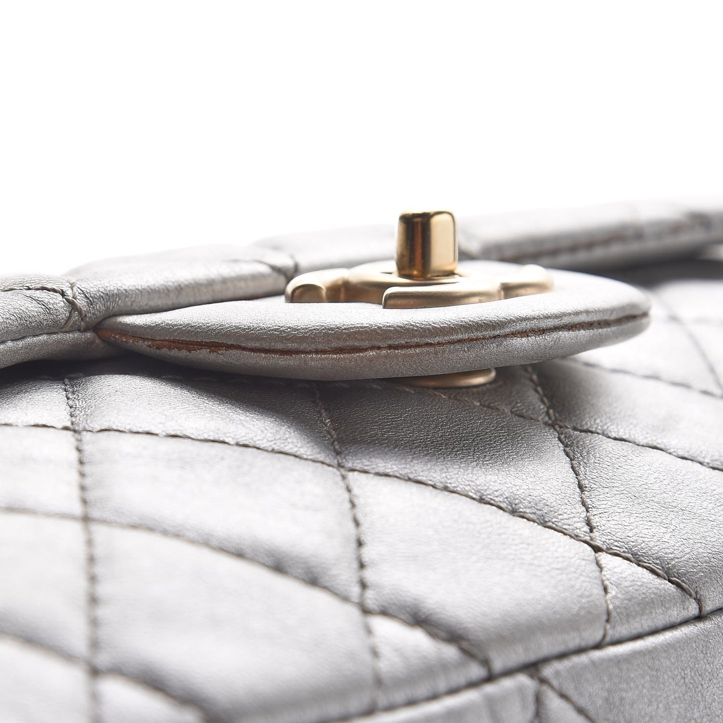 Metallic Lambskin Quilted Jumbo Single Flap Silver