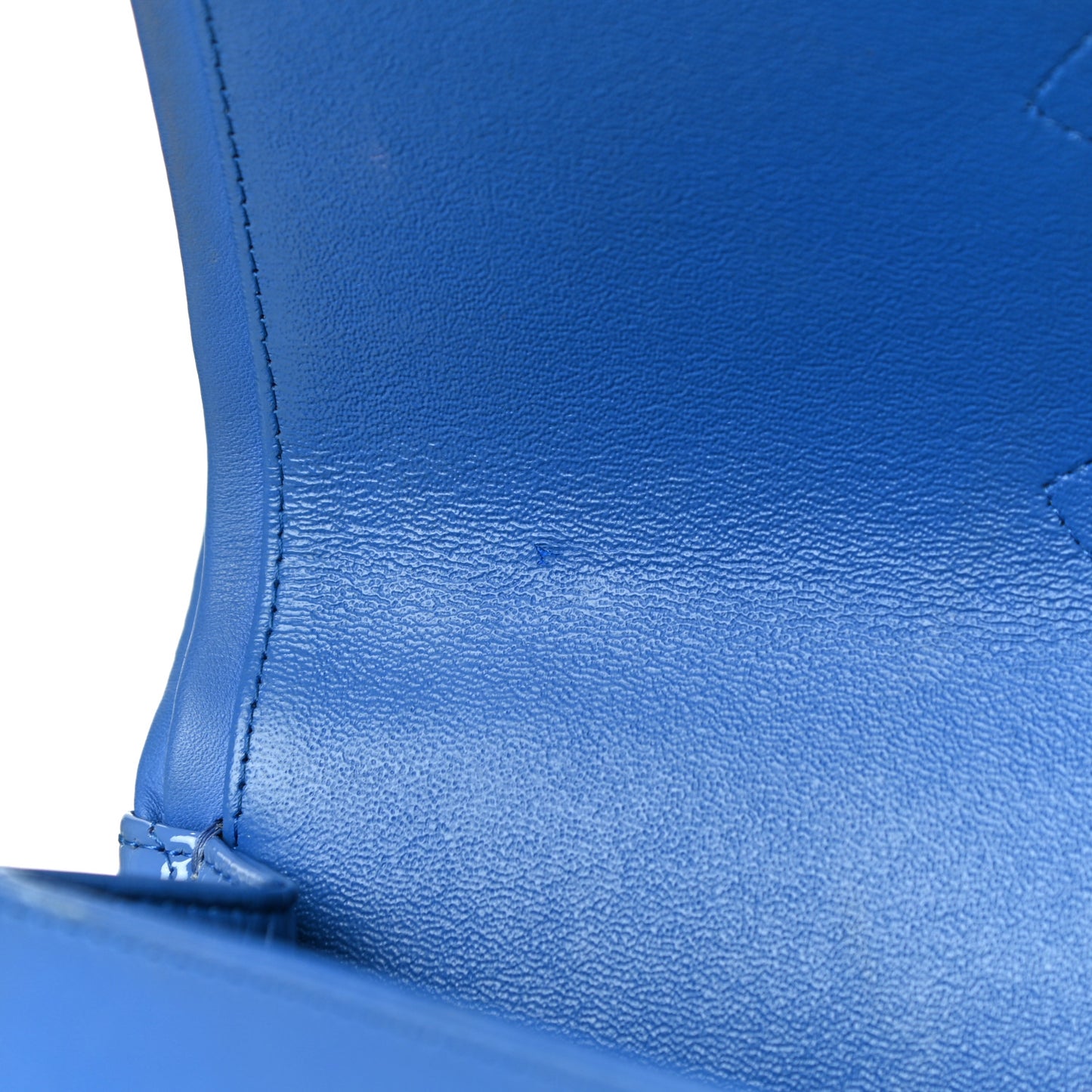 Patent Quilted Jumbo Double Flap Blue