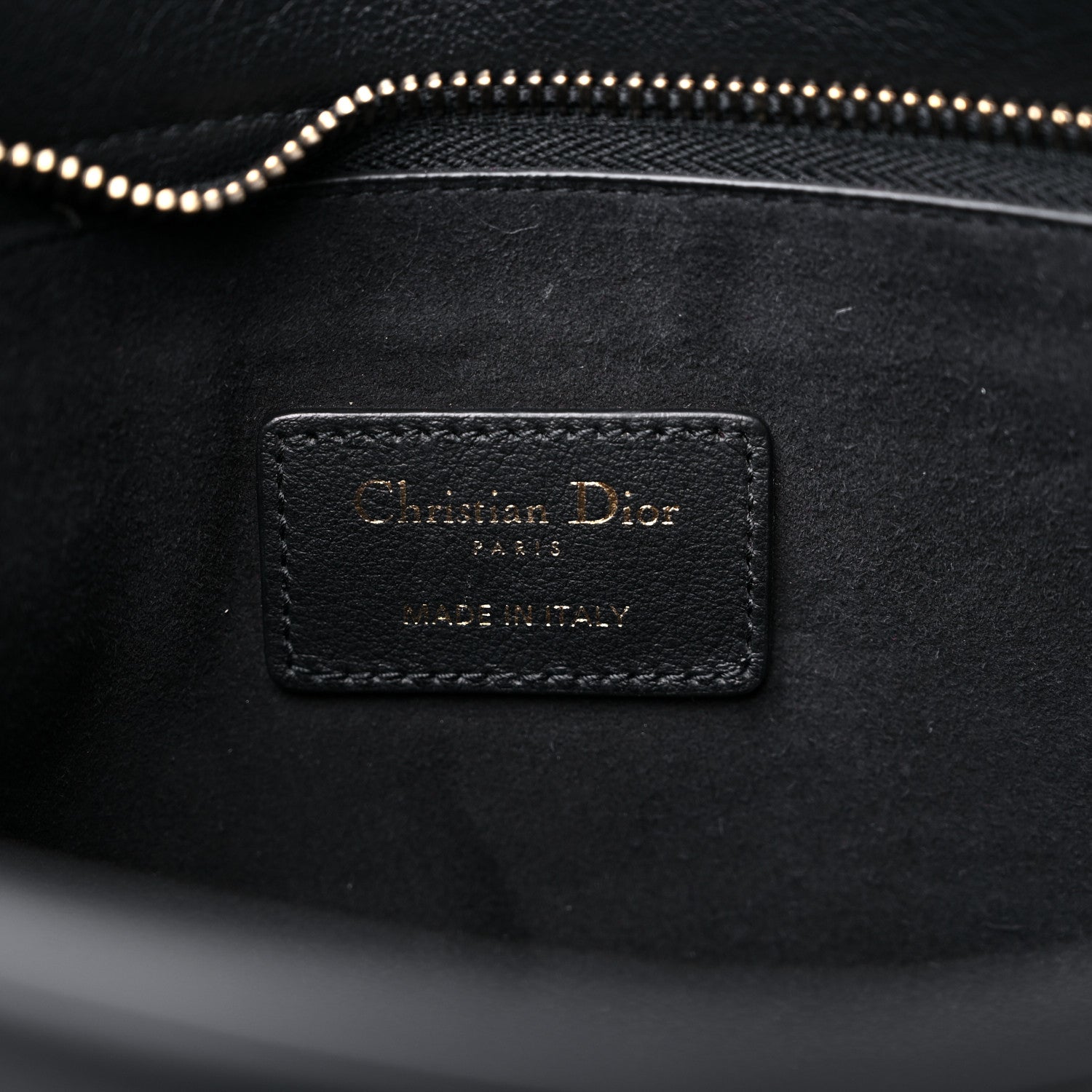 Christian Dior Calfskin Embossed Logo Zip Clutch Black 6 of 8