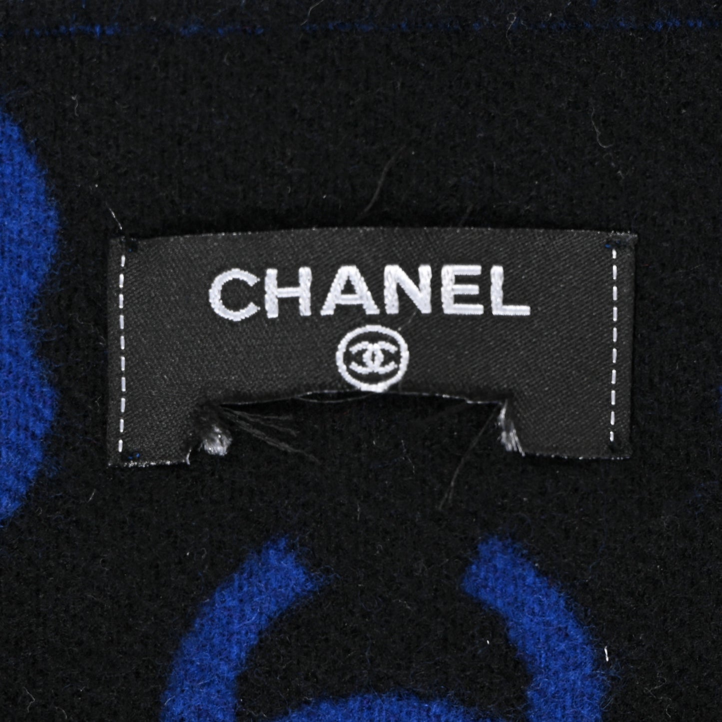 Wool Cashmere CC Scarf Blue Black