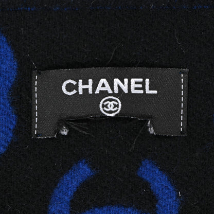 Chanel Wool Cashmere CC Scarf Blue Black 3 of 4