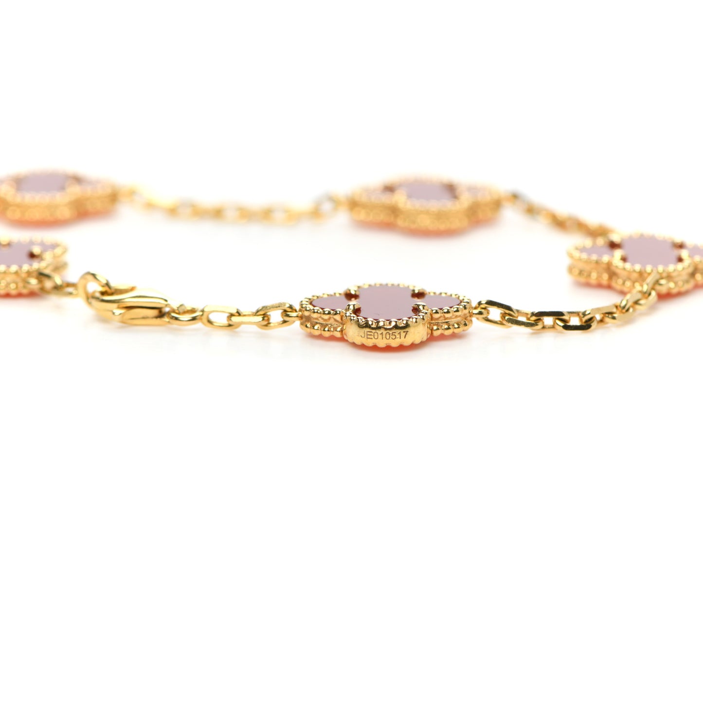 18K Yellow Gold Carnelian 5 Motifs Vintage Alhambra Bracelet