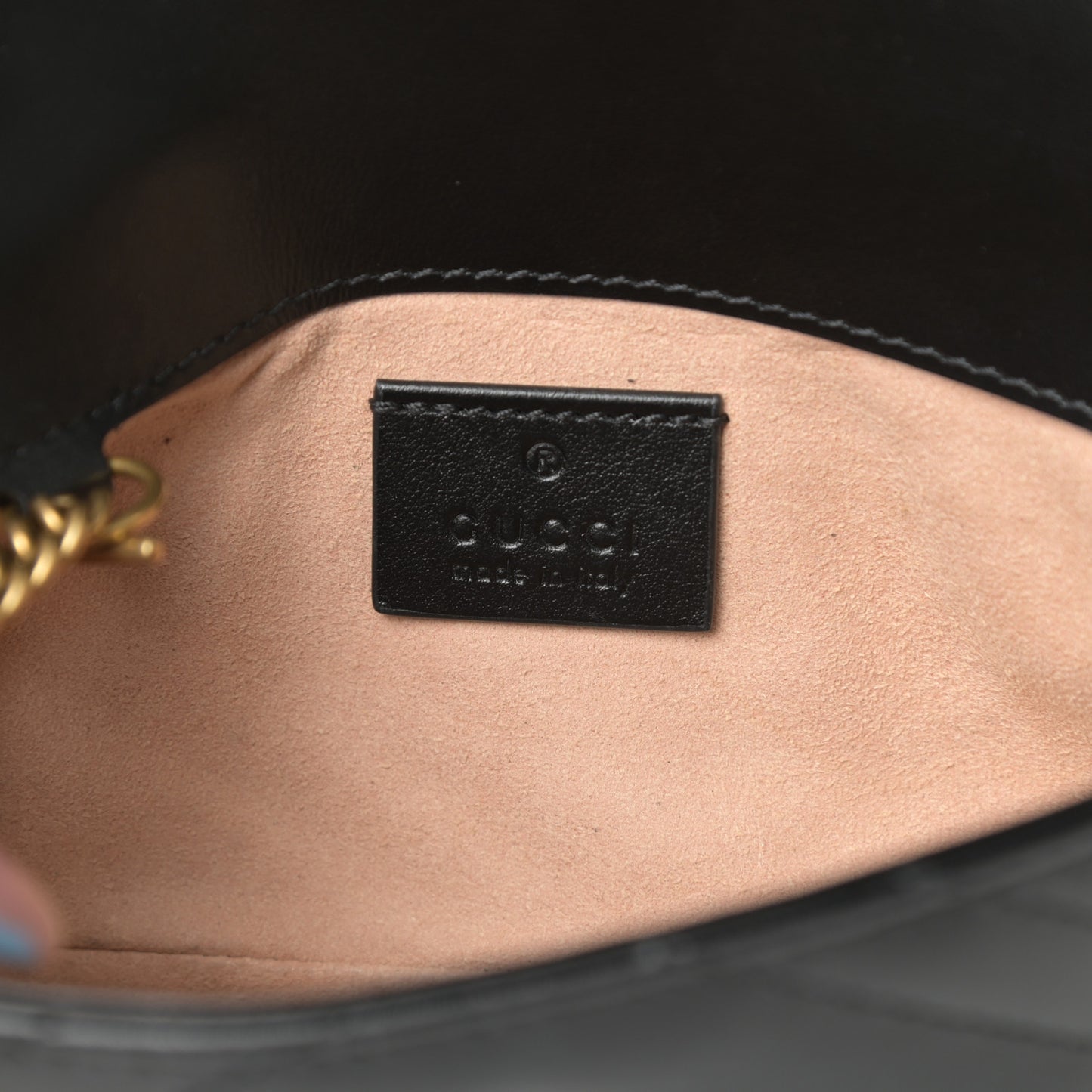 Calfskin Matelasse Super Mini GG Marmont Shoulder Bag Black