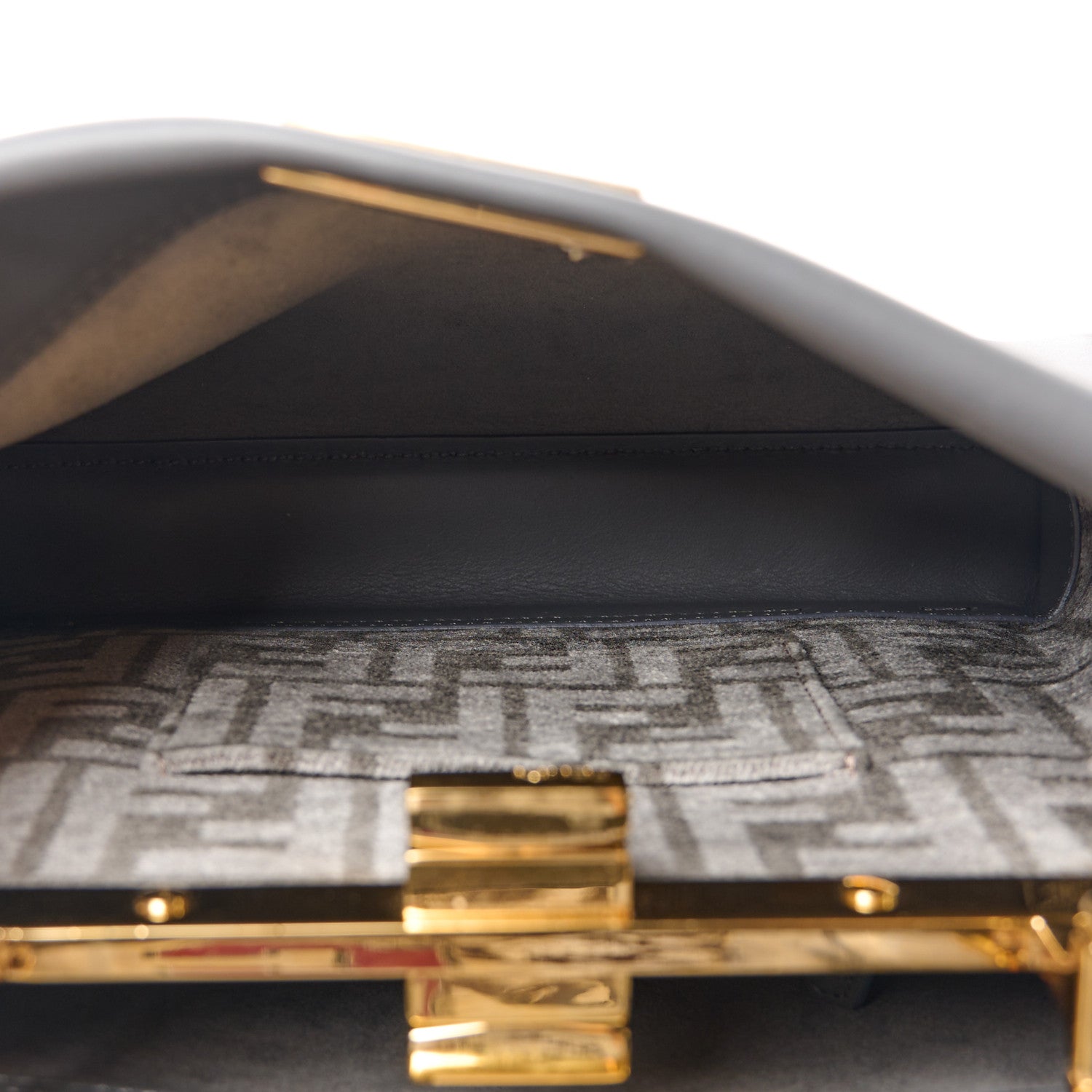 Fendi Vitello Seta Chenille FF Mini Peekaboo Iconic Satchel Anthracite Asfalto 6 of 11