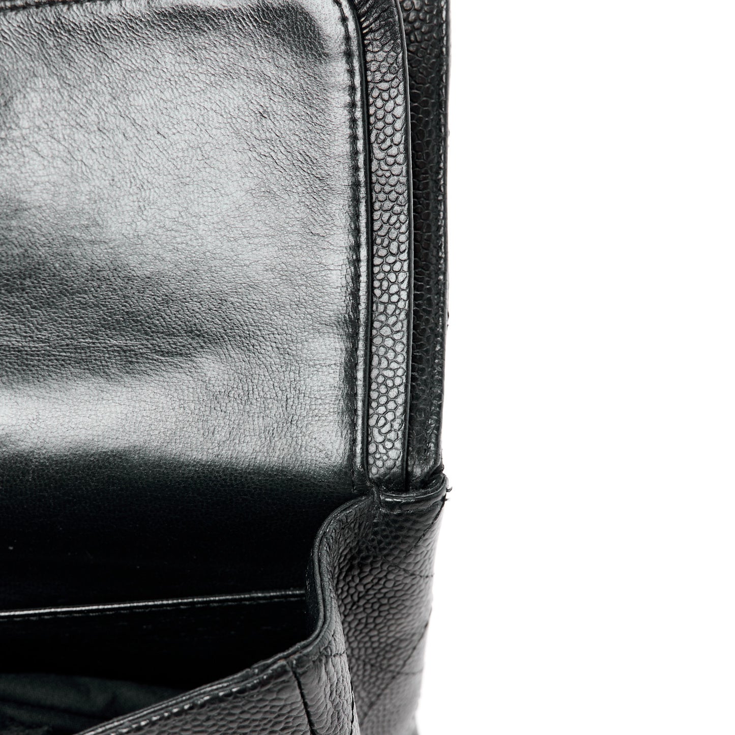 Caviar Quilted Medium Double Flap Black