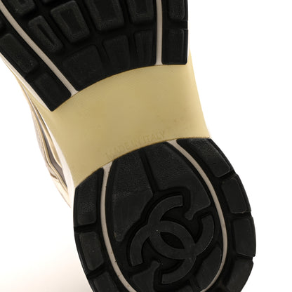 Chanel Fabric Laminated Calfskin Stretch CC Sneakers 36.5 White Gold Silver 8 of 13