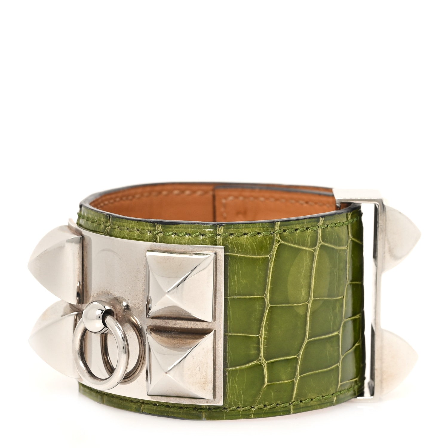 Hermes Shiny Alligator Collier De Chien CDC Bracelet Pelouse 1 of 4