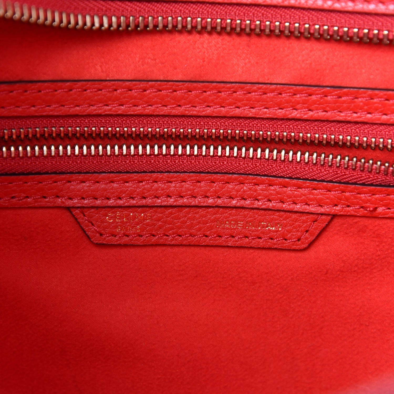 Celine Drummed Calfskin Mini Luggage Coquelicot 8 of 10
