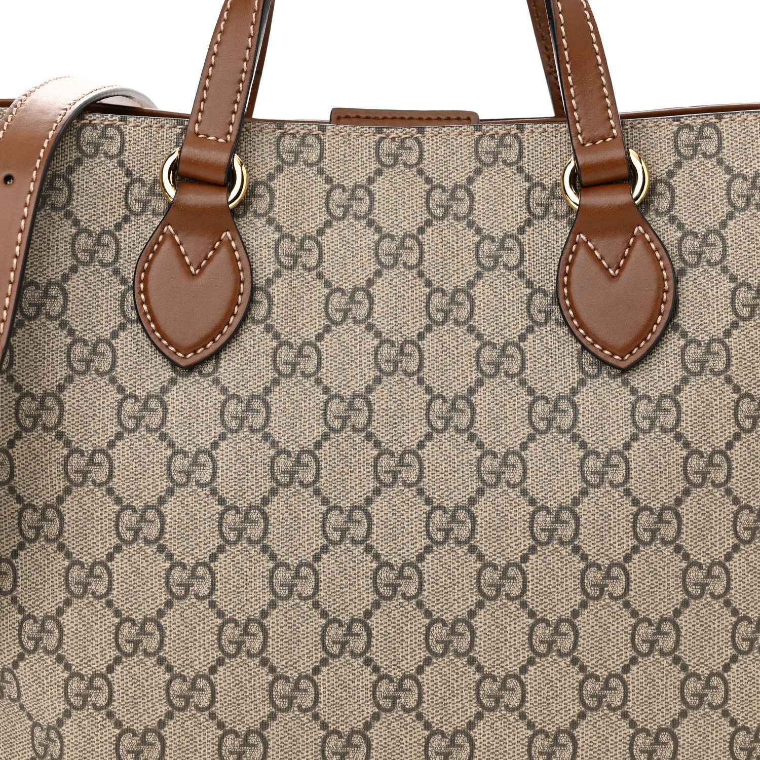 Gucci Soft GG Supreme Monogram Small Crossbody Tote Beige Cuir 8 of 10