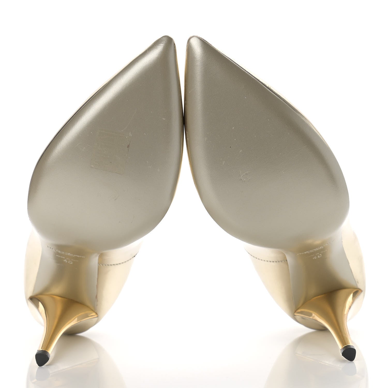 Saint Laurent Calfskin Clara Pumps 40 Gold 5 of 21