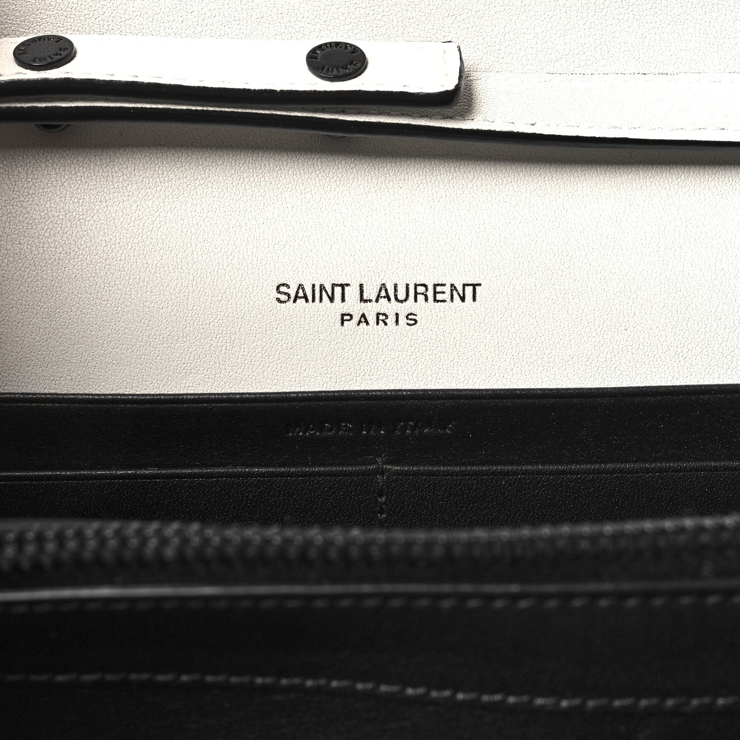 Grain De Poudre Square Dot Print Monogram Chain Wallet White Matte Black