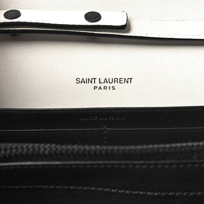 Saint Laurent Grain De Poudre Square Dot Print Monogram Chain Wallet White Matte Black 6 of 11