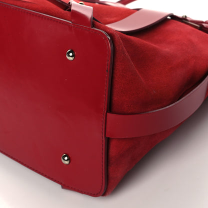 Salvatore Ferragamo Suede Smooth Calfskin Logo Tote Red 9 of 9