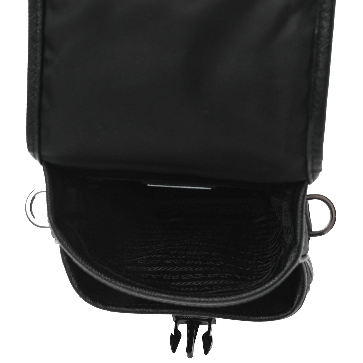 Re-Nylon Saffiano Mini Pocket Single Snap Buckle Messenger Bag Black