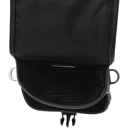 Prada Re-Nylon Saffiano Mini Pocket Single Snap Buckle Messenger Bag Black 5 of 11