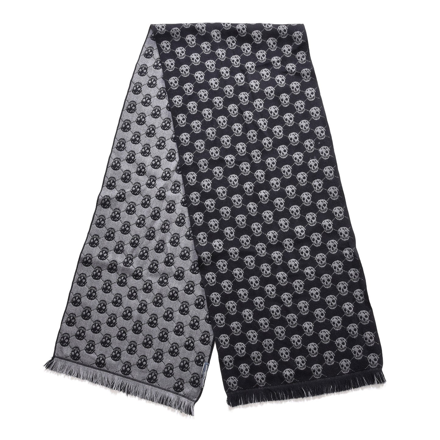 Wool Skull Scarf Black Grey