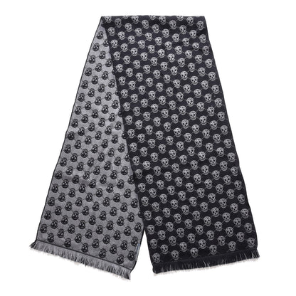 Alexander McQueen Wool Skull Scarf Black Grey 2 of 4