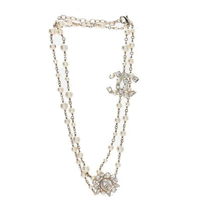 Chanel Pearl Crystal CC Long Necklace Gold 3 of 5