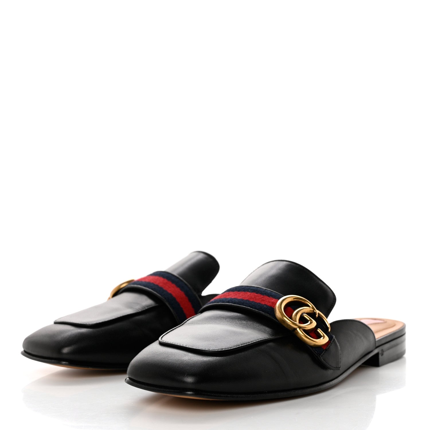 Gucci Calfskin Web Womens Peyton GG Slippers 40.5 Black 3 of 9
