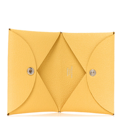 Hermes Chevre Mysore Calvi Card Case Jaune Citron 5 of 8